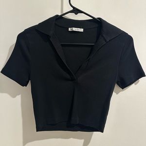 ZARA Cropped Collared Top